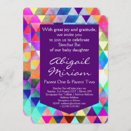 シムチャットこうもりユダヤ人ベビーガールカラフル名 招待状