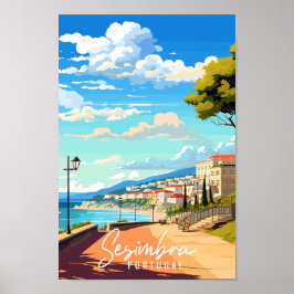 シムブラポルトガルヴィンテージ旅行イラストレーション ポスター