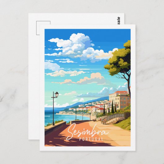 シムブラポルトガルヴィンテージ旅行イラストレーション ポストカード (正面/裏面)