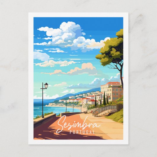 シムブラポルトガルヴィンテージ旅行イラストレーション ポストカード (正面)