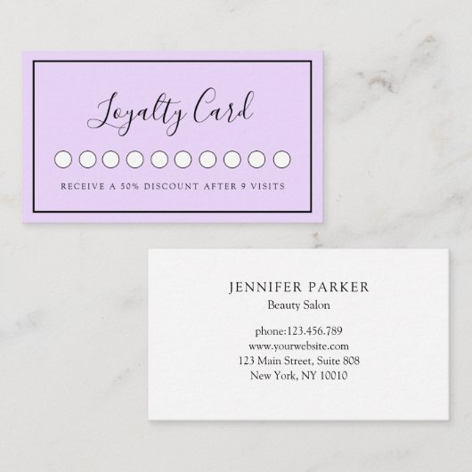 シムペルモダンパープルサロン&スパロイヤリティ 名刺 (正面/裏面)