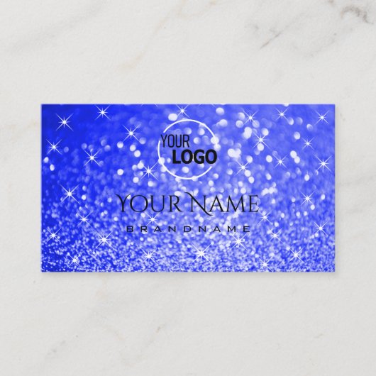 シムメリ王室のブルーグリッタースパークルスター追加ロゴ 名刺 (正面)