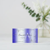 シムメリ王室のブルー華美コー縁どナーイニシャル 名刺 (スタンド正面)