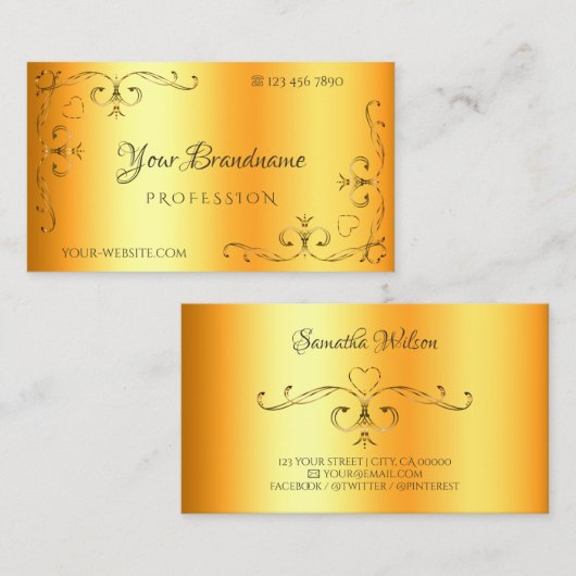 シムメリ華美ーのコー縁どナ発光オレンジ 名刺 (正面/裏面)