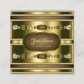 シムリーRhinestonesとの高級金ゴールドフェイク効果 スクエア名刺 (正面)