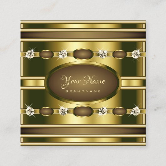 シムリーRhinestonesとの高級金ゴールドフェイク効果 スクエア名刺 (正面)