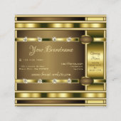 シムリーRhinestonesとの高級金ゴールドフェイク効果 スクエア名刺 (裏面)