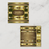 シムリーRhinestonesとの高級金ゴールドフェイク効果 スクエア名刺 (正面/裏面)