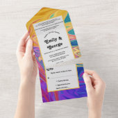 シメエレガントイカラフルルな抽象芸術モダン結婚の オールインワン招待状 (貼ってはがせる)