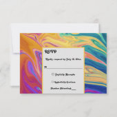 シメエレガントイカラフルルな抽象芸術モダン結婚の 出欠カード (正面)