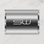 シメエレガントリーシルバーと大型3Dモノグラムシック 名刺 (正面)