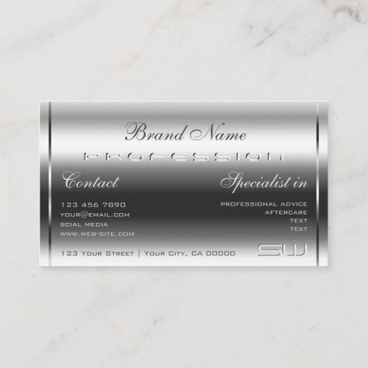 シメエレガントリーシルバーと大3Dモノグラムグラムのグラム 名刺 (裏面)