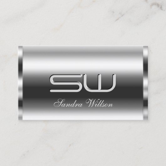 シメエレガントリーシルバーと大3Dモノグラムグラムのグラム 名刺 (正面)