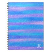 シメリーアイリデスストライプトターコイズピンクフォト ノートブック (正面)