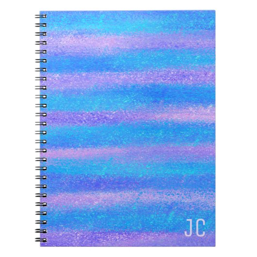 シメリーアイリデスストライプトターコイズピンクフォト ノートブック (正面)