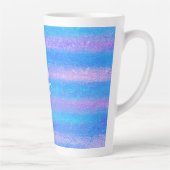 シメリーアイリデスストライプトターコイズピンク カフェラテマグ (右)