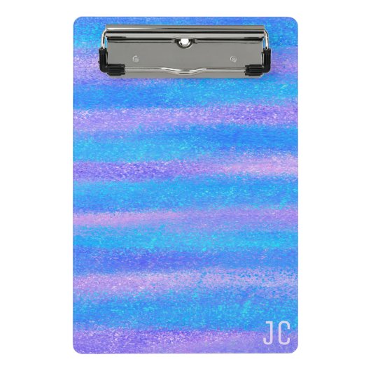 シメリーアイリデスストライプトターコイズピンク ミニクリップボード (正面)