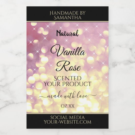 シメリーパープル金ゴールドグリッタースパークル製品ラベル フードラベル (シングルラベル)