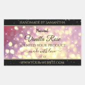 シメリーパープル金ゴールドグリッタースパークル製品ラベル 長方形シール (正面)