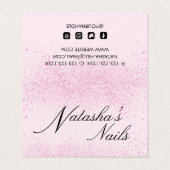 シメリーピンクグリッターダスト折り畳み 名刺 (外部フラット)