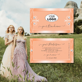 シメリーピーチきらめくーダイヤモンドのロゴ付き華美 名刺