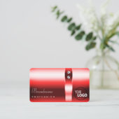 シメリールビーレッドのグラデーションのダイヤモンドとロゴ 名刺 (スタンド正面)