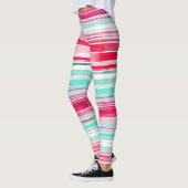 シモダンア名門私立校風のン色マゼンタウォーターストライプ レギンス (左)