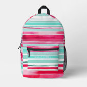 シモダンア名門私立校風のン色マゼンダパーソナライズされたン名 プリントバックパック (正面)