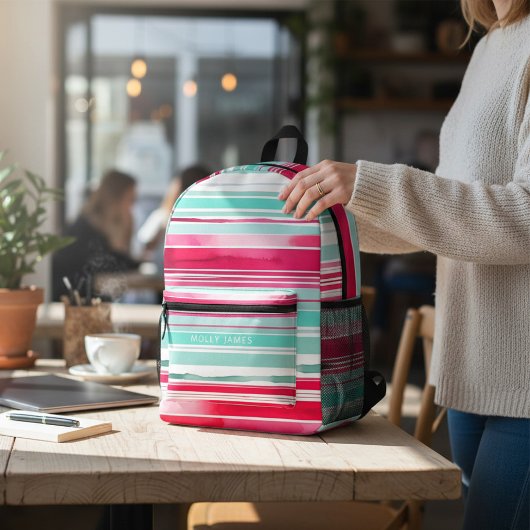 シモダンア名門私立校風のン色マゼンダパーソナライズされたン名 プリントバックパック