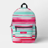 シモダンア名門私立校風のン色マゼンダパーソナライズされたン名 プリントバックパック (正面)