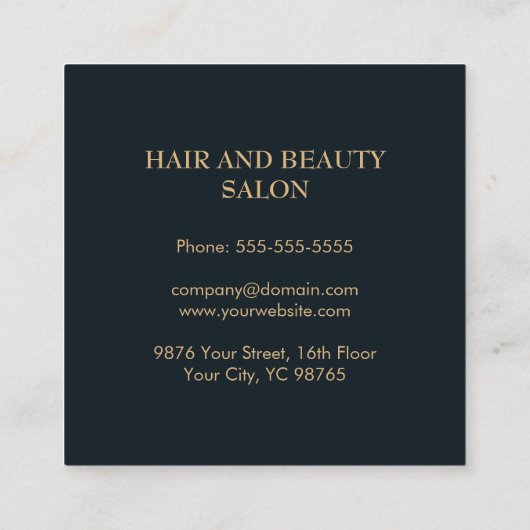 シモダンッエレガントクフェイク金ゴールドグレー美容師 スクエア名刺 (裏面)