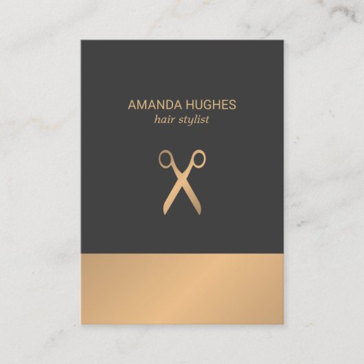 シモダンッエレガントクフェイク金ゴールドグレー美容師 名刺 (正面)
