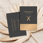 シモダンッエレガントクフェイク金ゴールドグレー美容師 名刺