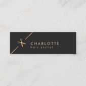 シモダンッエレガントクフェイク金ゴールドブラック美容師 スキニー名刺 (正面)