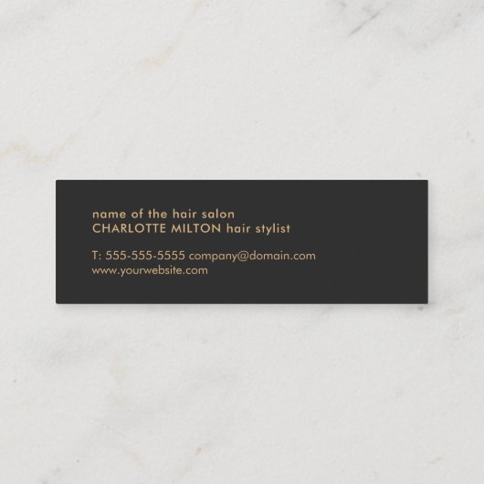 シモダンッエレガントクフェイク金ゴールドブラック美容師 スキニー名刺 (裏面)