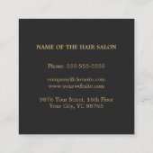 シモダンッエレガントクフェイク金ゴールドブラック美容師 スクエア名刺 (裏面)