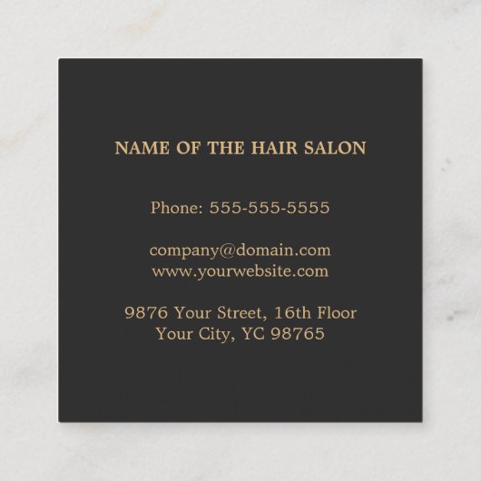 シモダンッエレガントクフェイク金ゴールドブラック美容師 スクエア名刺 (裏面)
