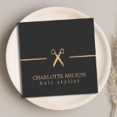 シモダンッエレガントクフェイク金ゴールドブラック美容師 スクエア名刺