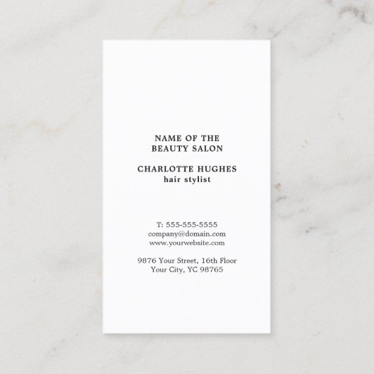 シモダンッエレガントクフェイク金ゴールドブラック美容師 名刺 (裏面)