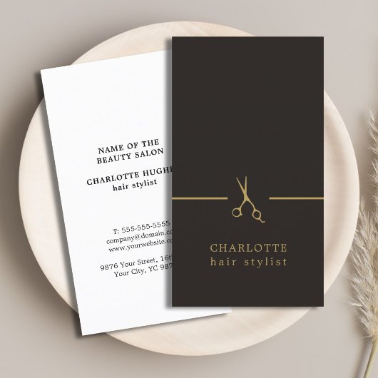 シモダンッエレガントクフェイク金ゴールドブラック美容師 名刺