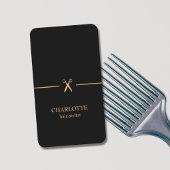 シモダンッエレガントクフェイク金ゴールドブラック美容師 名刺