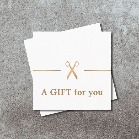 シモダンッエレガントクフェイク金ゴールドホワイト美容師 スクエア名刺