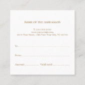 シモダンッエレガントクフェイク金ゴールドホワイト美容師 スクエア名刺 (裏面)