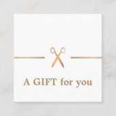 シモダンッエレガントクフェイク金ゴールドホワイト美容師 スクエア名刺 (正面)