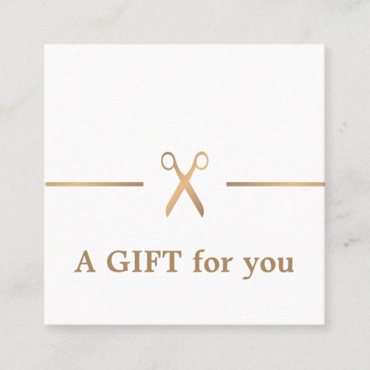 シモダンッエレガントクフェイク金ゴールドホワイト美容師 スクエア名刺 (正面)