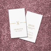 シモダンッエレガントクフェイク金ゴールドホワイト美容師 名刺