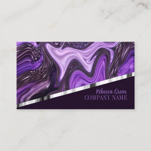 シモダンッガーリークスタイリッシュファッション美しいパープル 名刺 (正面)
