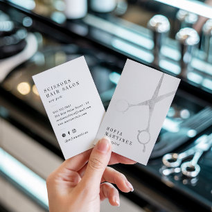 シモダンックな銀箔ヘアスタイリストの鋏のロゴ 名刺