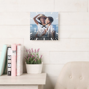 シモダンックの結婚恋がすべての写真を征服 スクエア壁時計