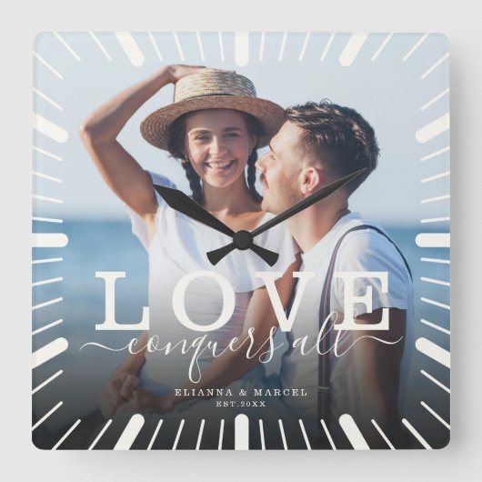 シモダンックの結婚恋がすべての写真を征服 スクエア壁時計 (正面)